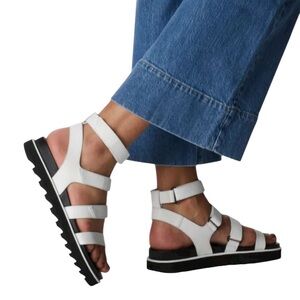 Sorel White Strappy Platform Sandals